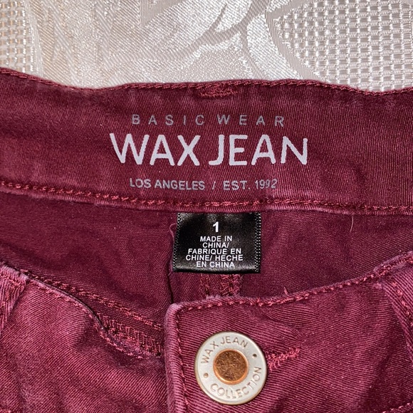 Basic Wear Wax Jean Burgundy Mid Rise Jeans - Picture 3 of 4